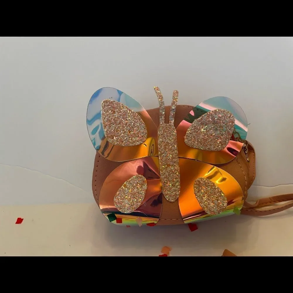 Girl’s‎ Glitter Butterfly Shaped Bag with Coordinating Hair Clips